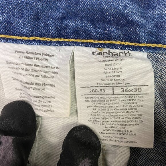 Carhartt FR Jeans Men's 36 x 30 Fits 34.5 x 29.25 Flame Resistant Blue Cotton - Picture 9 of 14